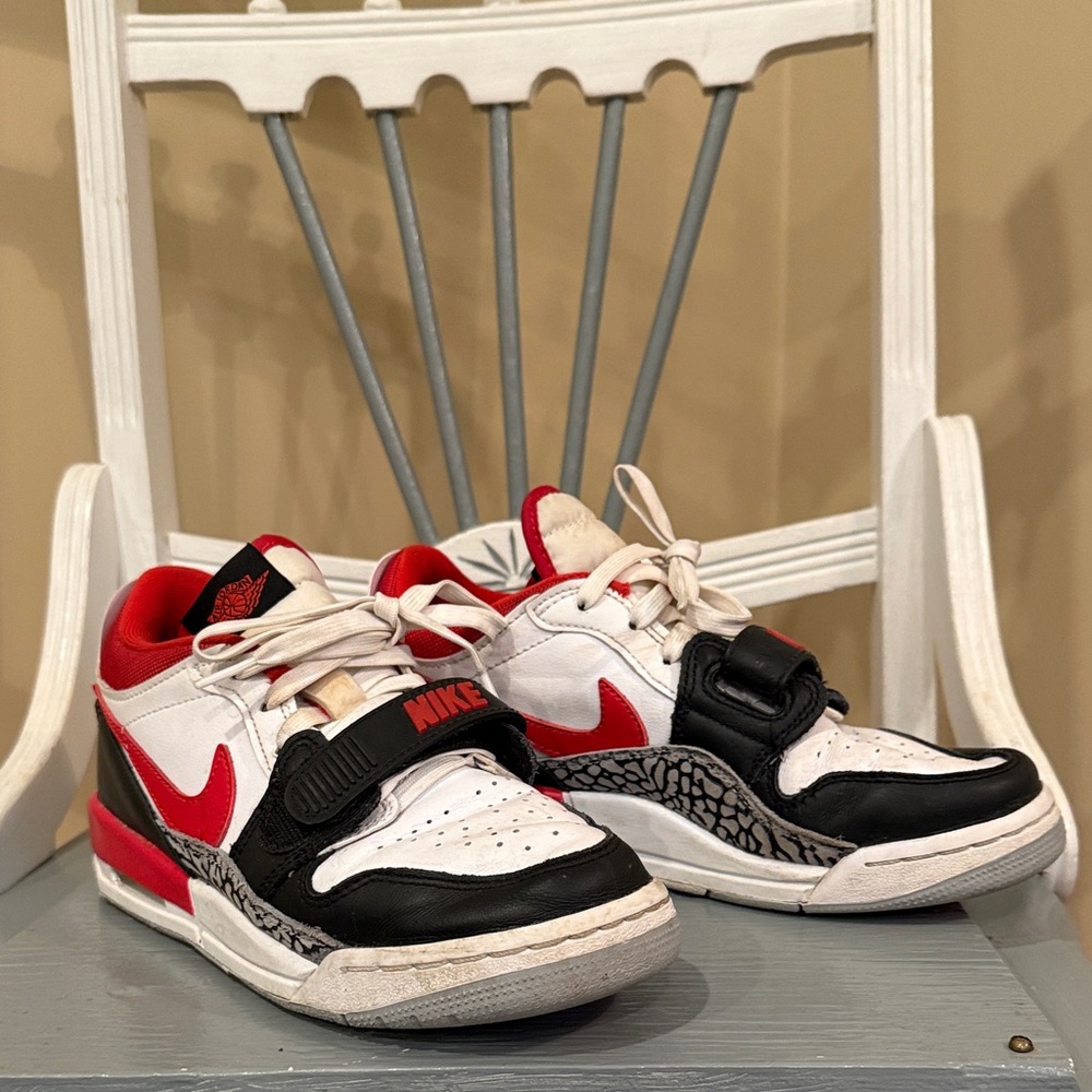 Nike Kids' White, Black, and Red Sneakers